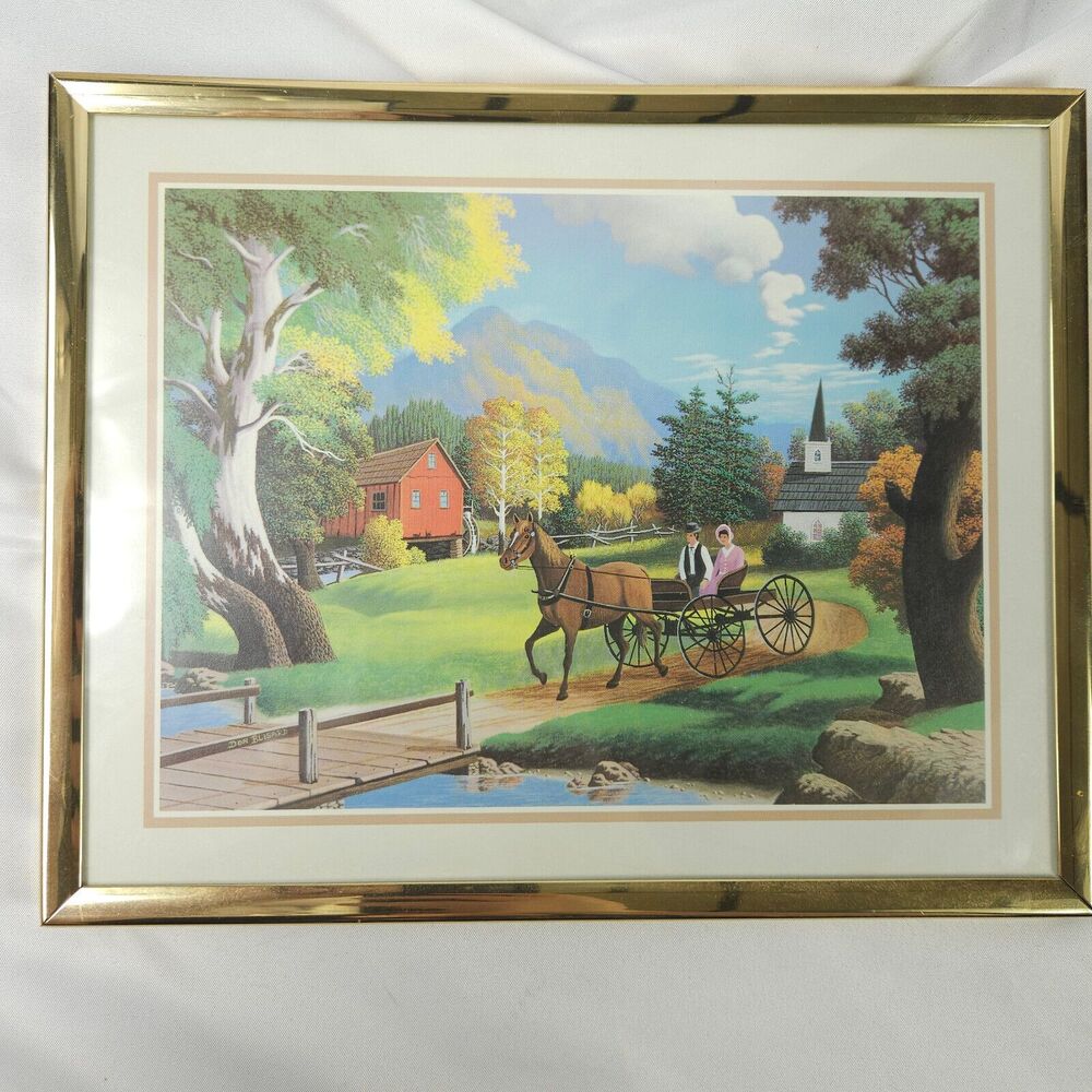Vintage‎ Don Blisard Farm Print Art 8x6 in 10x8 Frame Glued In